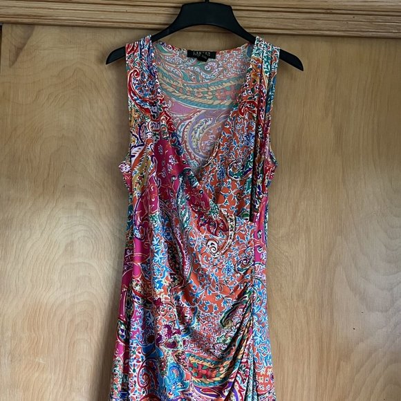 Lauren Ralph Lauren Womens Multicolor Paisley Floral Dress Size Petite Large - Picture 2 of 10